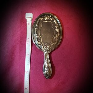 ANTIQUE ART NOUVEAU FLORAL STERLING SILVER R & B VANITY MIRROR ~ 3 1/2"